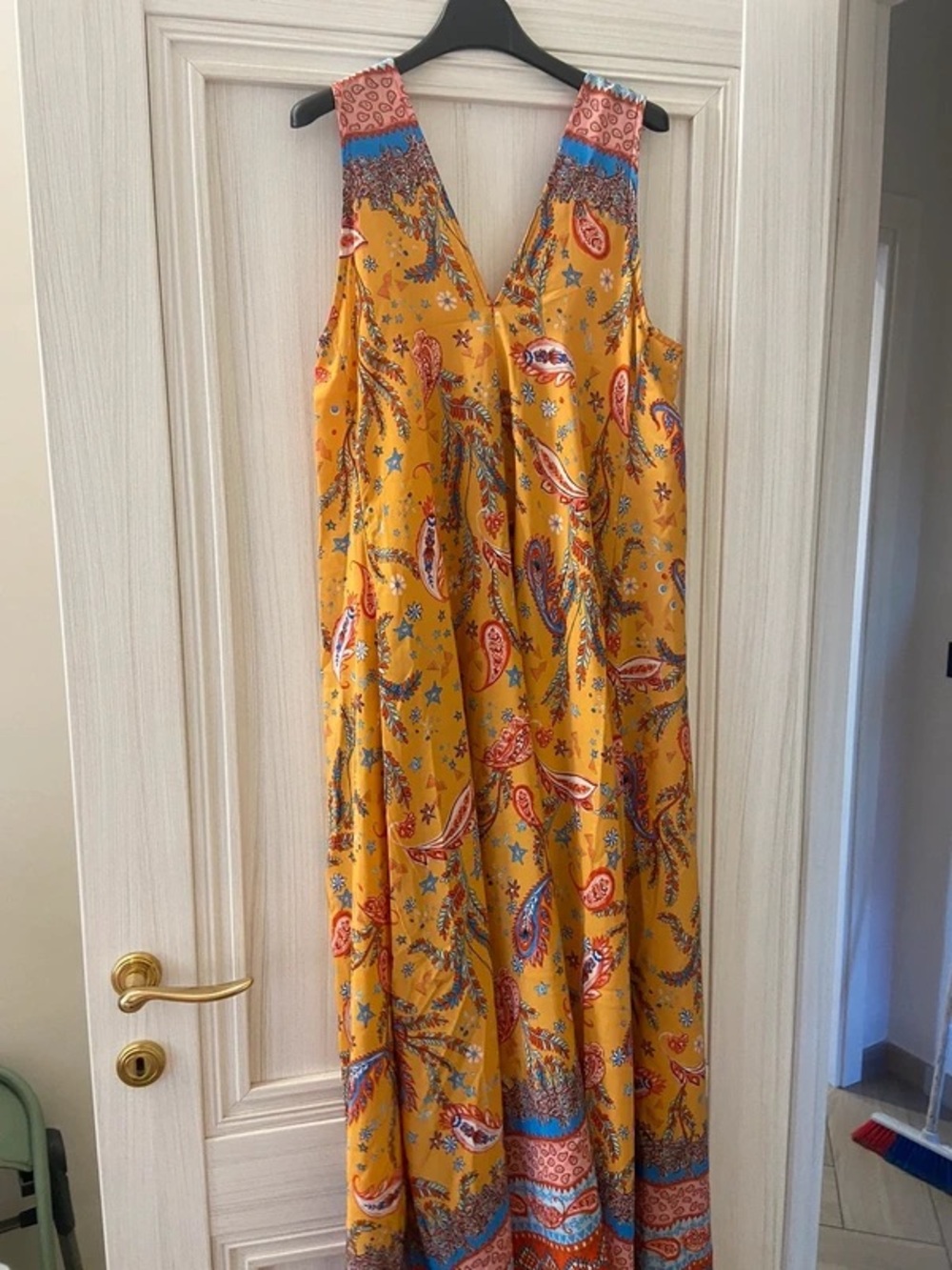 Sleeveless Paisley Maxi Dress in Mustard